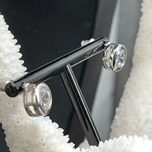 Silver Bezel Set Swarovski Crystals Earrings